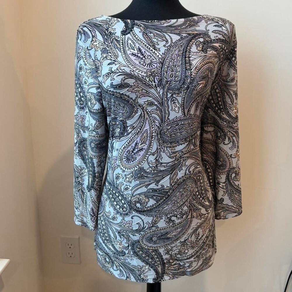 Croft and Barrow Paisley Print Long Sleeve Stretchy Top Size XXL NWT